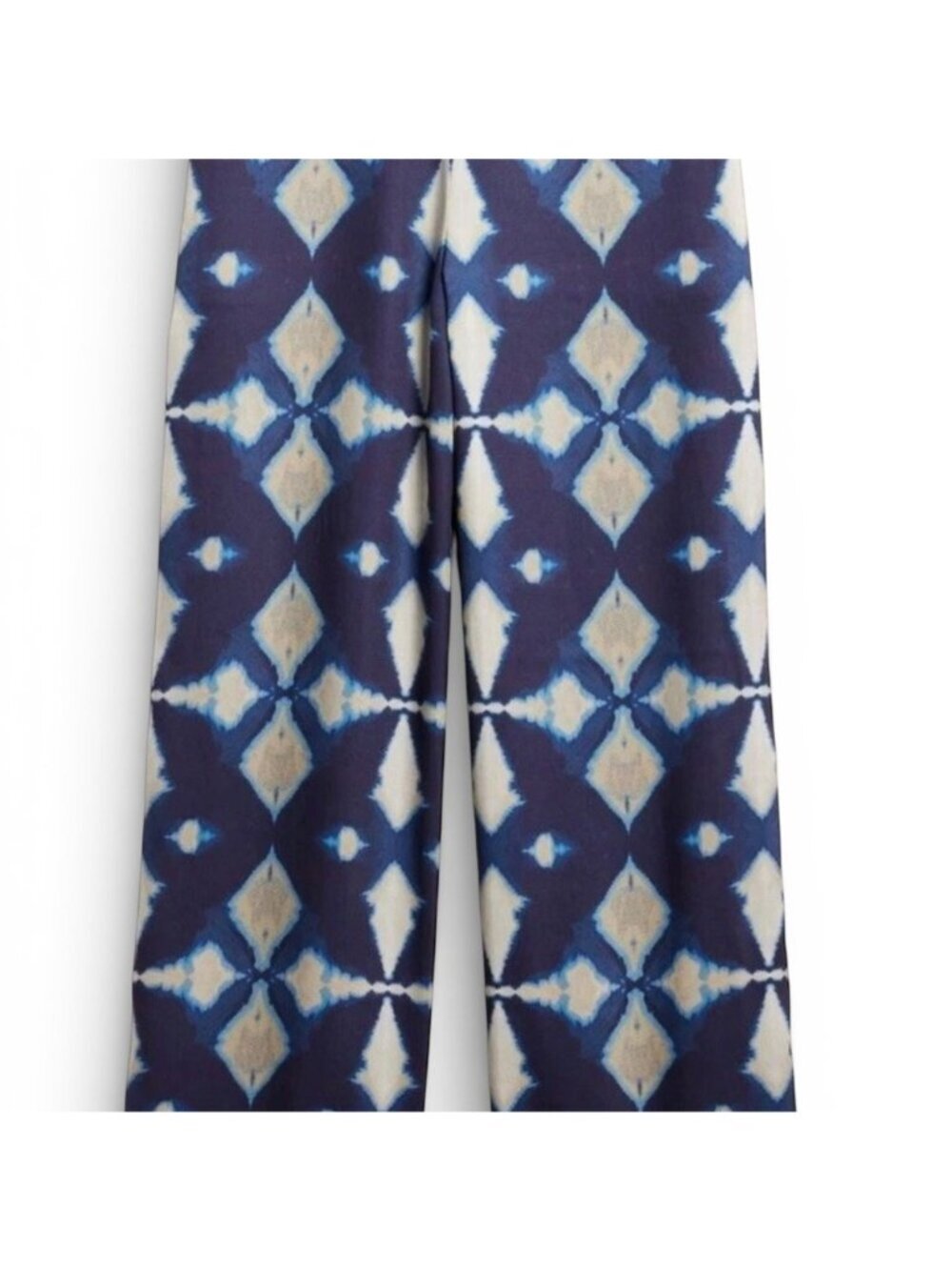 Banana Republic Navy Geometric Print Wide Leg Pants L Boho Resort Vacation Flowy - Picture 2 of 8